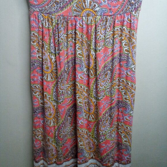 Old Navy Dress Women XS Sleeveless Sundress V-neck Stretch Pattern Pink Yellow - Picture 5 of 14